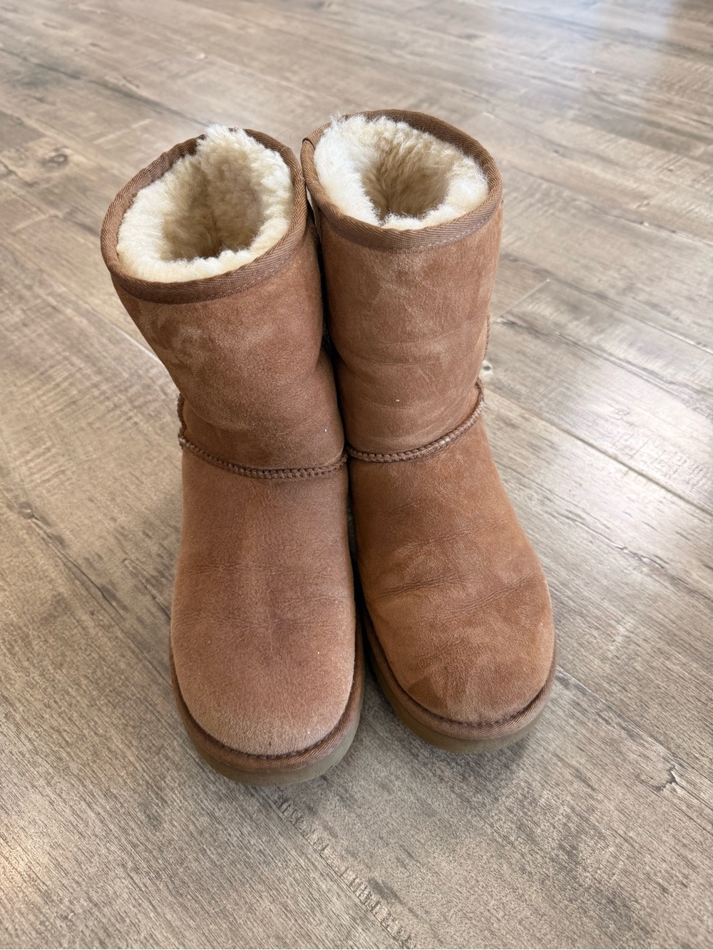 UGG Short Suede Winter Boots in Chestnut
